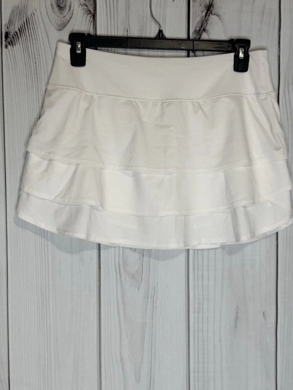Athleta Swagger Tiered Tennis Skort Skirt Sz Large White Drawstring